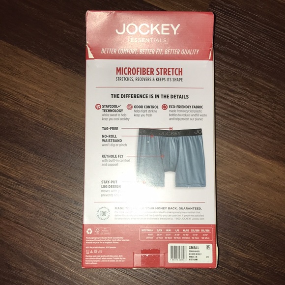 Jockey Essentials Men's Microfiber Underwear Moisture Wicking Boxer Brief NIB - Picture 3 of 10